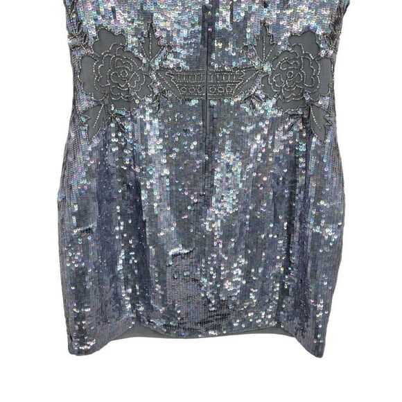 Revolve Needle & Thread Dress Dust Lace Mini Sequined Formal Sheath Dust Blue 10 - Picture 12 of 16